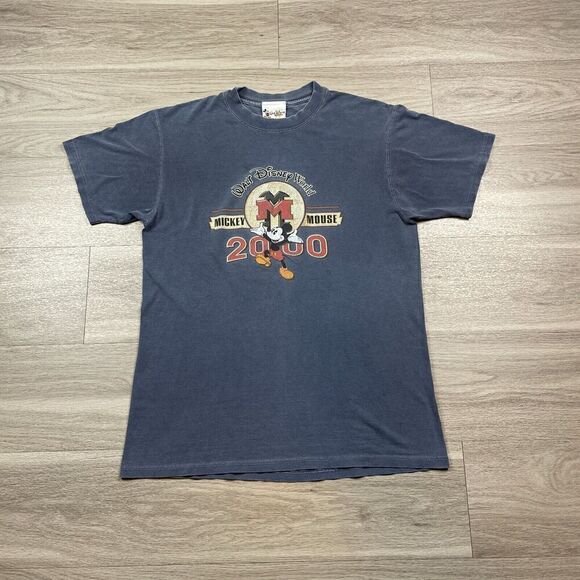 Vintage Shirt Mens Medium Blue Mickey Mouse Disneyworld 2000 Cartoon - Picture 1 of 10